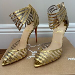Christian Louboutin Metallic Striped Heels